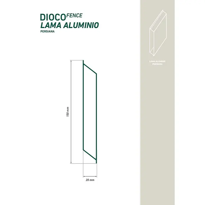Dioco Smartwall Valla Persiana - L x An: 1.770 x 150 mm, Antracita, 6 ud. - Perfil de lama de persiana de aluminio para vallas, 150mm de alto y 20mm de ancho.