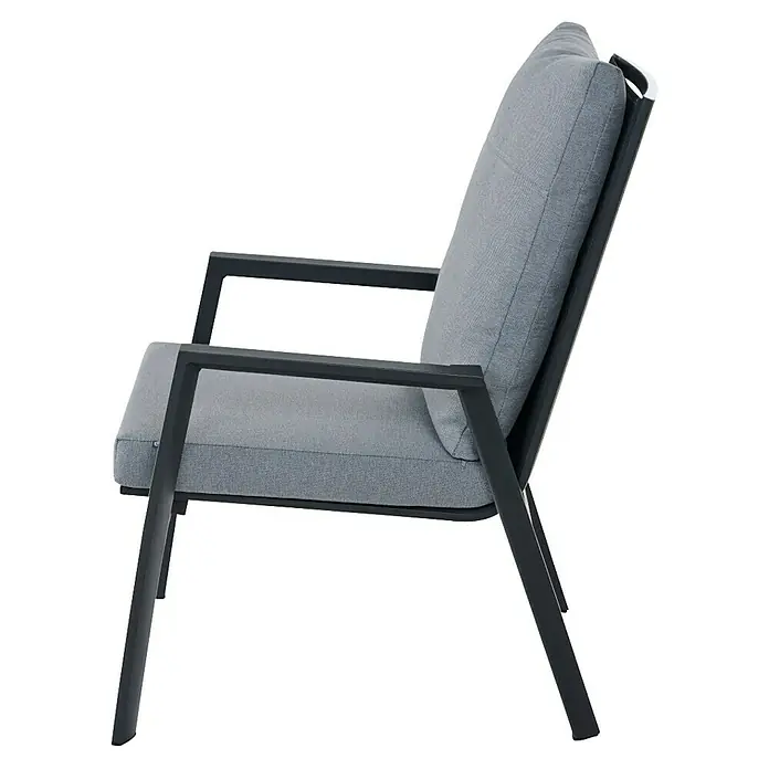 Siena Garden Garten-Positionssessel Comfort Plus - Aluminium, Ranotex, Polypropylen, Dunkelgrau, B x T x H: 65 x 80 x 98 cm - Hellgrauer Sessel mit dunkelgrauem Rahmen und Polstern.
