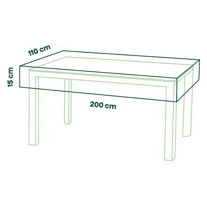 Siena Garden Gartentisch-Schutzhülle PLUS - L x B x H: 200 x 110 x 15 cm, Polyester, TPU laminiert, Beige - Rechteckiger Tisch mit Maßen: Länge 200 cm, Breite 110 cm, Zargenhöhe 15 cm.