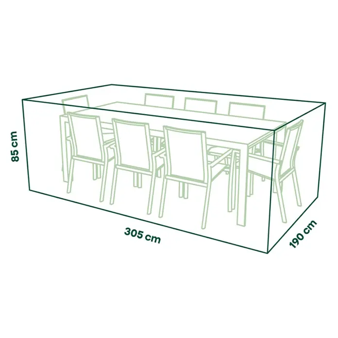 Siena Garden Sitzgruppen-Schutzhülle PLUS - Passend für: Sitzgruppen inkl. 10 Stühlen, 305 x 190 x 85 cm, Polyester, TPU laminiert, Beige - Schutzhülle für Outdoor-Essgruppe, 305x190x85 cm.