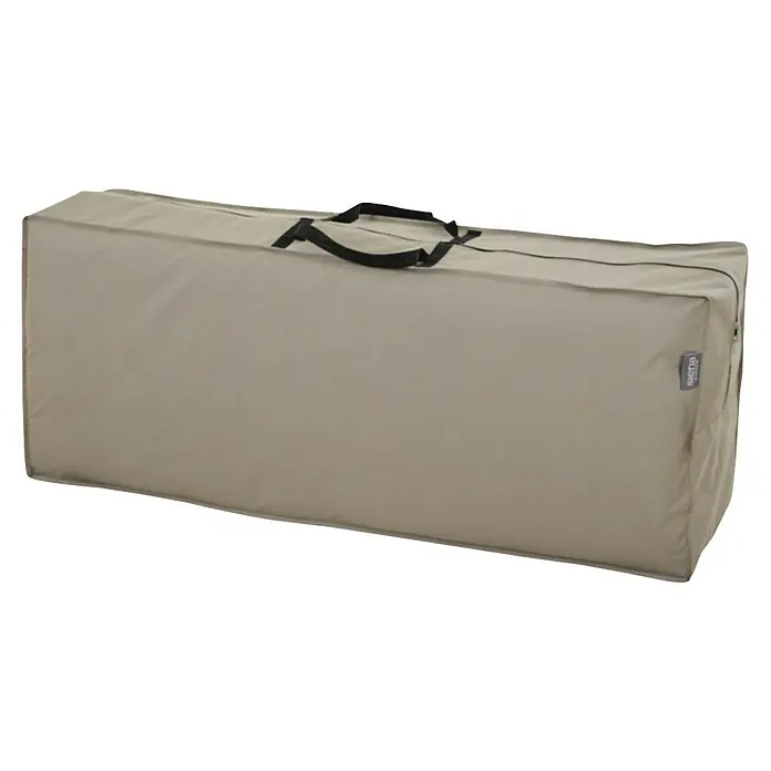 Siena Garden Auflagen-Schutzhülle PLUS - L x B x H: 125 x 32 x 50 cm, Polyester, TPU laminiert, Beige - Beige rechteckige Stoff-Aufbewahrungstasche mit schwarzen Tragegriffen.
