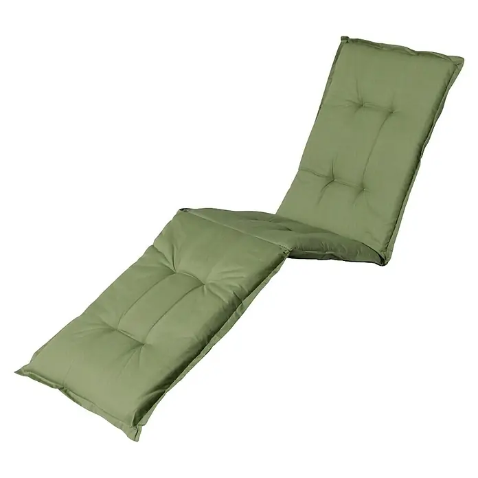 Madison Gartenmöbel-Auflage - Liegenauflage, L x B x H: 200 x 60 x 6 cm, Baumwolle, Polyester, Grün - Olivgrünes, getuftetes Liegestuhlkissen mit Gelenksegmenten.