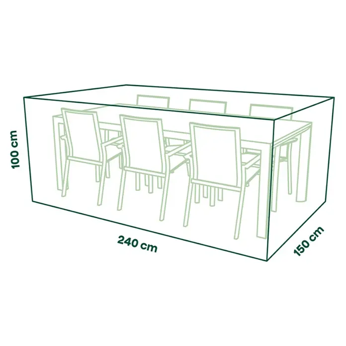 Siena Garden Sitzgruppen-Schutzhülle PLUS - Passend für: Sitzgruppen inkl. 10 Stühlen, 240 x 150 x 100 cm, Polyester, TPU laminiert, Beige - Rechteckige Gartenmöbelabdeckung (240x150x100 cm) für einen Esstisch und Stühle im Freien.