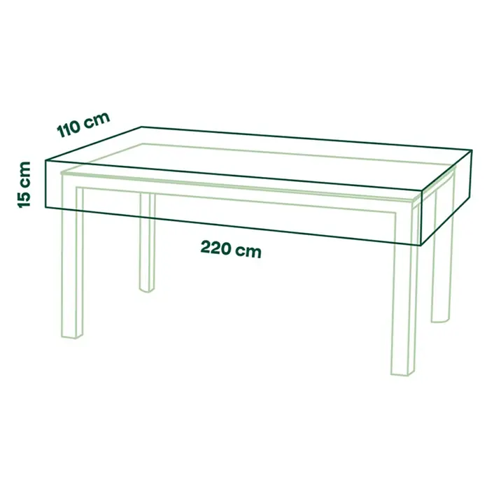 Siena Garden Gartentisch-Schutzhülle PLUS - L x B x H: 220 x 110 x 15 cm, Polyester, TPU laminiert, Beige - Rechteckige Abdeckung, 220 cm lang, 110 cm breit, 15 cm hoch.