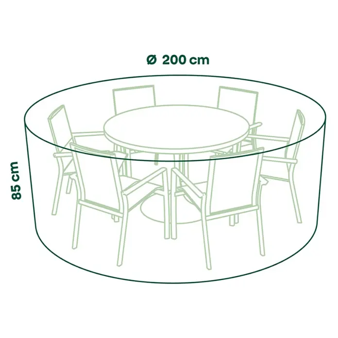 Siena Garden Gartentisch-Schutzhülle PLUS - Ø x H: 200 x 85 cm, Rund, Polyester, TPU laminiert, Beige - Transparente runde Gartenmöbelabdeckung, Ø 200 cm, H 85 cm, für Tisch und Stühle.