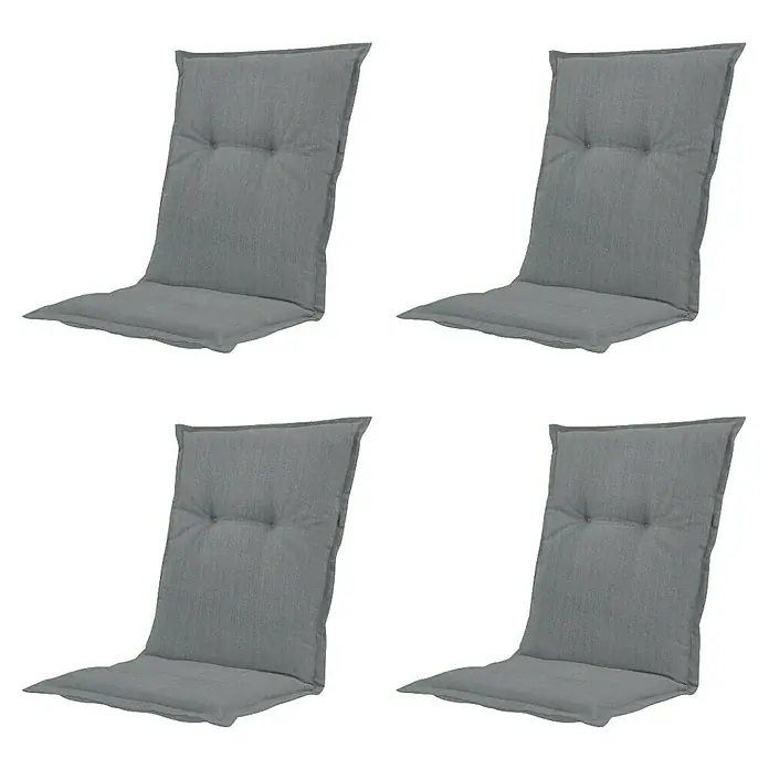 Madison Sitzauflage - Niederlehner, 4 Stk., L x B x H: 105 x 50 x 6 cm, Baumwolle, Polyester, Anthrazit - Vier graue Textil-Stuhlkissen für Sitz- und Rückenlehnen.