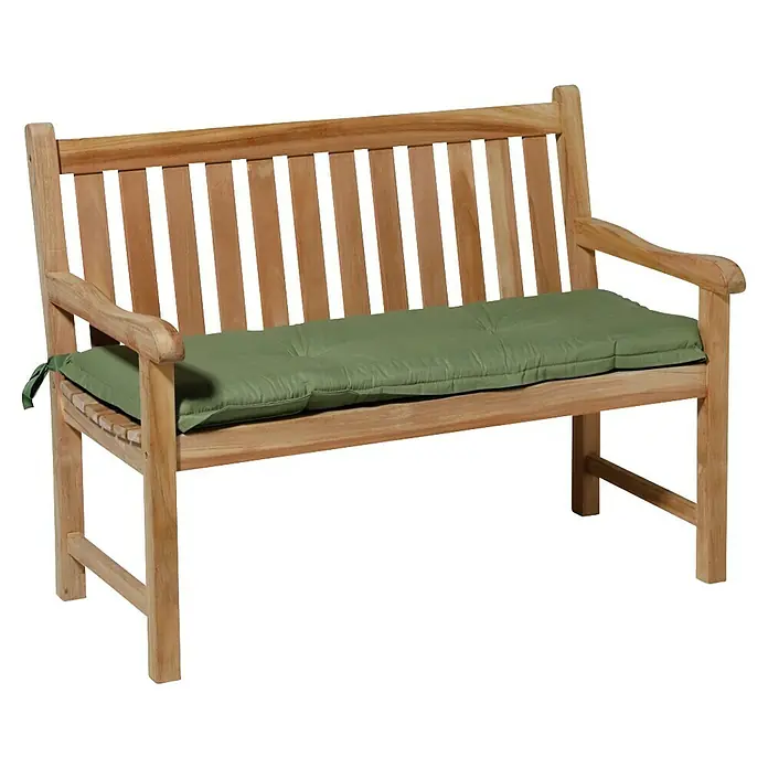 Madison Bankauflage - Grün, L x B: 120 x 48 cm - Helle Holzgartenbank mit bequemem grünem Sitzkissen.