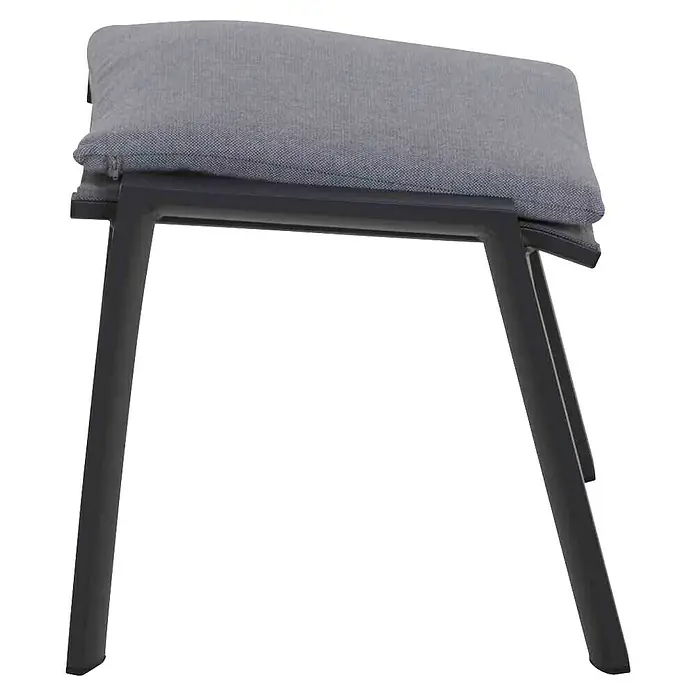 Gartenhocker Valencia - Aluminium, Polypropylen, Ranotex, Anthrazit, B x T x H: 58 x 49 x 46 cm - Moderner grauer Polsterhocker mit dunklem Metallgestell.