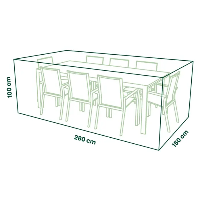Siena Garden Sitzgruppen-Schutzhülle PLUS - Passend für: Sitzgruppen inkl. 10 Stühlen, 280 x 150 x 100 cm, Polyester, TPU laminiert, Beige - Dunkelgrüne Schutzhülle für Gartenmöbel, 280 cm lang, 150 cm breit, 100 cm hoch.