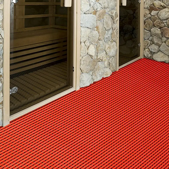 Floordirekt Antirutschmatte Adria - Arbeitsplatzmatte für Nasszonen - Rot - 120 x 400 cm - 400 x 120 cm
