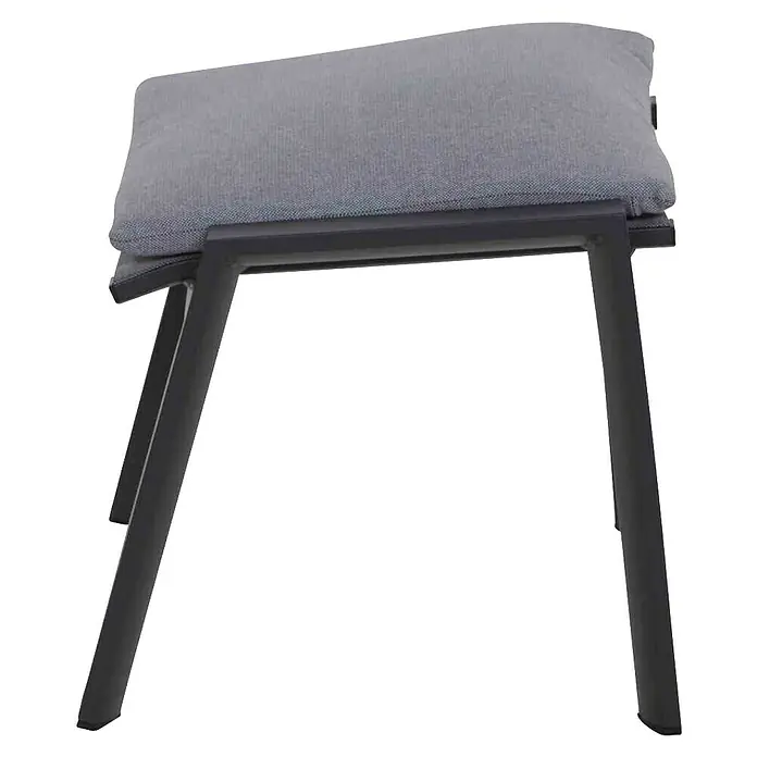 Gartenhocker Valencia - Aluminium, Polypropylen, Ranotex, Anthrazit, B x T x H: 58 x 49 x 46 cm - Moderner, grau gepolsterter Hocker mit schwarzem Metallgestell.