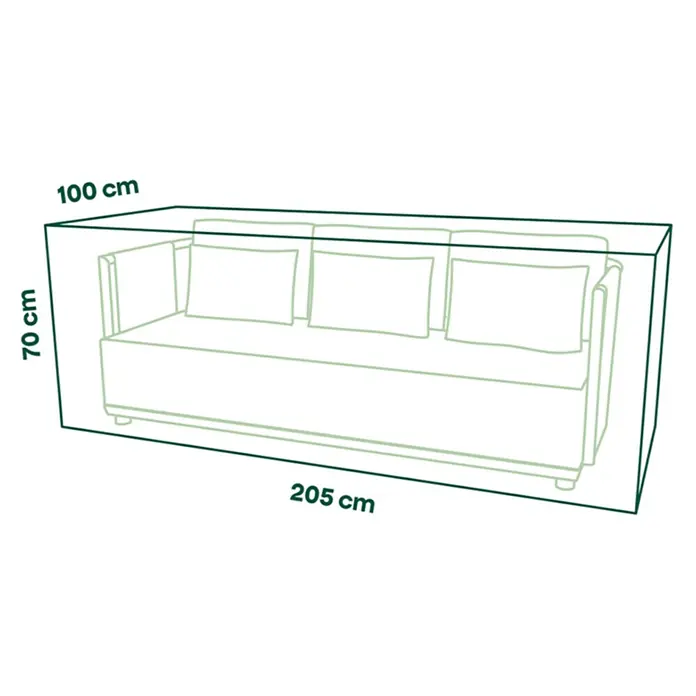 Siena Garden Loungemöbel Schutzhülle PLUS - L x B x H: 205 x 100 x 70 cm, Polyester, TPU laminiert, Beige - Sofa mit Abmessungen: 205 cm Länge, 100 cm Tiefe, 70 cm Höhe.