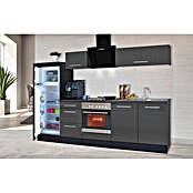 Respekta Premium Composición de cocina (Ancho: 270 cm, Con dispositivos eléctricos, Gris de alto brillo)
