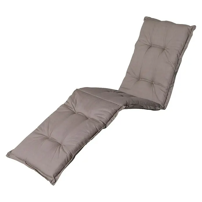 Madison Gartenmöbel-Auflage - Liegenauflage, L x B x H: 200 x 60 x 6 cm, Baumwolle, Polyester, Taupe - Langes, gestepptes graues Stoffkissen für Liegestühle.