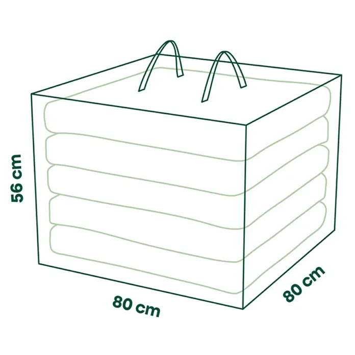 Siena Garden Auflagen-Schutzhülle PLUS - L x B x H: 80 x 80 x 56 cm, Polyester, TPU laminiert, Beige - Rechteckige Aufbewahrungstasche mit Griffen, gefüllte Textilien sichtbar. Maße 80x80x56 cm.