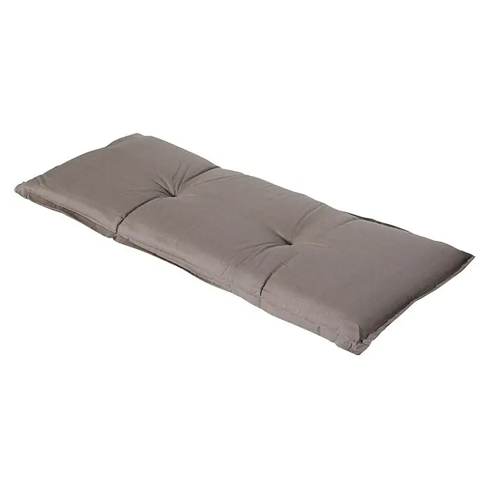 Madison Bankauflage - Taupe, L x B: 150 x 48 cm - Langes graues Stoffkissen mit getufteten Abschnitten, geeignet für Bänke oder Bodenflächen.