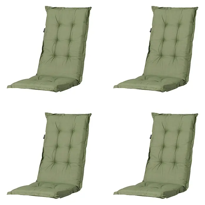 Progarden Gartenstuhl-Set Tampa - 8 Stk., Polypropylen, Polyester, Baumwolle, Anthrazit/Grün, B x T x H: 61 x 60 x 109 cm - Vier grüne, gesteppte Gartenstuhlauflagen aus Stoff.