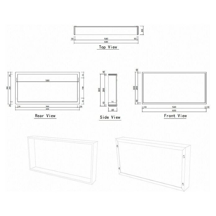 Best Design Wandelement Moya Bandy (l x b x h: 8 x 60 x 30 cm, Gunmetal) | BAUHAUS