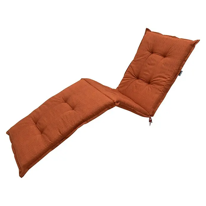 Madison Gartenmöbel-Auflage - Liegenauflage, L x B x H: 200 x 60 x 6 cm, Baumwolle, Polyester, Terra - Braunes, getuftetes Stoffpolster für eine Chaiselongue mit mehreren Abschnitten und Bändern.