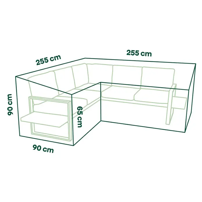 Siena Garden Loungemöbel Schutzhülle PLUS - L x B x H: 255 x 90 x 90 cm, Polyester, TPU laminiert, Beige - L-förmige Sofaschutzhülle, 255x255 cm, 90 cm Tiefe, 90 cm Gesamthöhe (Sitzhöhe 65 cm).