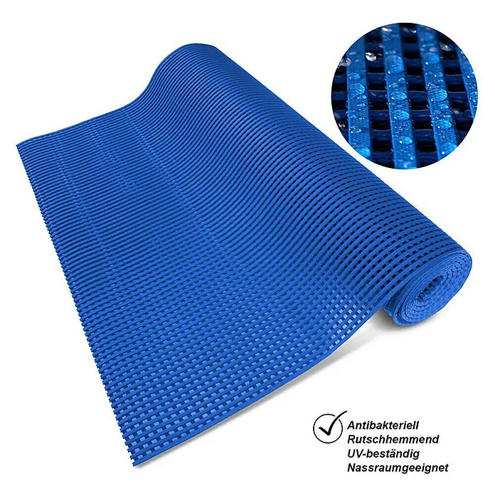 Floordirekt Antirutschmatte Adria - Arbeitsplatzmatte für Nasszonen - Blau - 120 x 500 cm - 500 x 120 cm