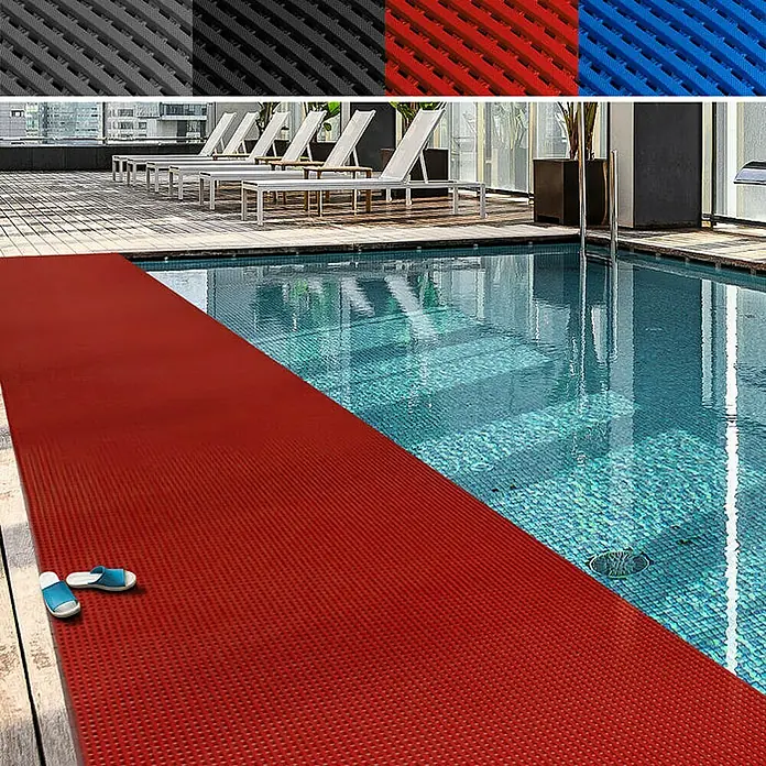 Floordirekt Antirutschmatte Adria - Arbeitsplatzmatte für Nasszonen - Rot - 120 x 800 cm - 800 x 120 cm