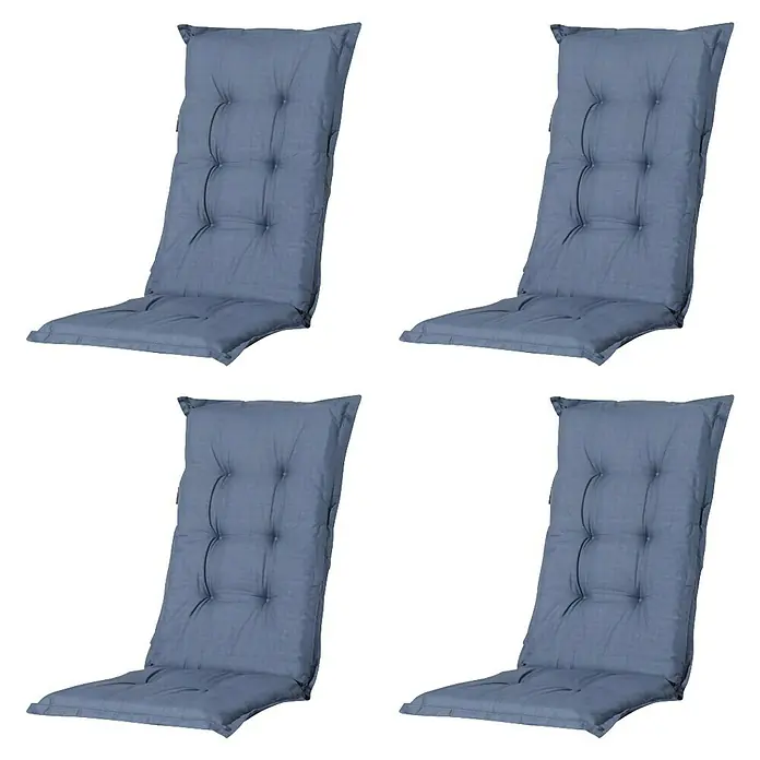 Progarden Gartenstuhl-Set Tampa - 8 Stk., Polypropylen, Polyester, Baumwolle, Anthrazit/Kobaltblau, B x T x H: 61 x 60 x 109 cm - Vier blaugraue, gesteppte Stuhlkissen.
