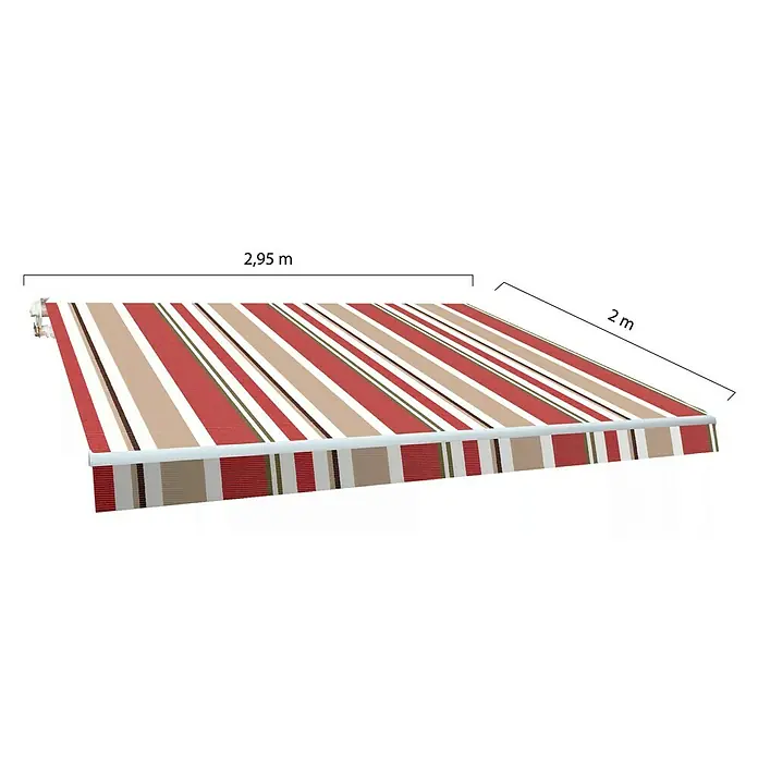 SmartSun Toldo de brazos extensibles Original Kit Poliéster - Beige/Burdeos, Ancho: 3 m, Caída: 2 m - Toldo a rayas en tonos rojos y marrones, de 2,95 m de ancho y 2 m de profundidad. Protección solar ideal para tu jardín.