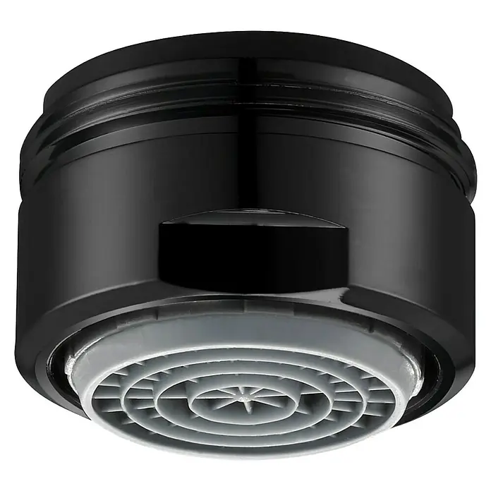 Neoperl Cascade SLC Wassersparstrahlregler - M24X1, Durchflussmenge: 3,8 l/min, Schwarz, Passend für: Armaturen & Duschen - Schwarzer Wasserhahn-Strahlregler mit grauem, sternförmigem Einsatz.