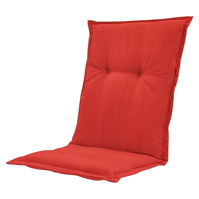 Madison Sitzauflage - Niederlehner, 4 Stk., L x B x H: 105 x 50 x 6 cm, Baumwolle, Polyester, Rot - Rotes Stuhlkissen mit Rückenlehne und Knopfheftung.