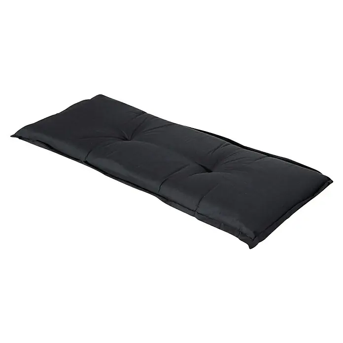 Madison Bankauflage - Schwarz, L x B: 120 x 48 cm - Schwarzes, getuftetes Rechteckkissen, ideal für Bänke oder Gartenmöbel.