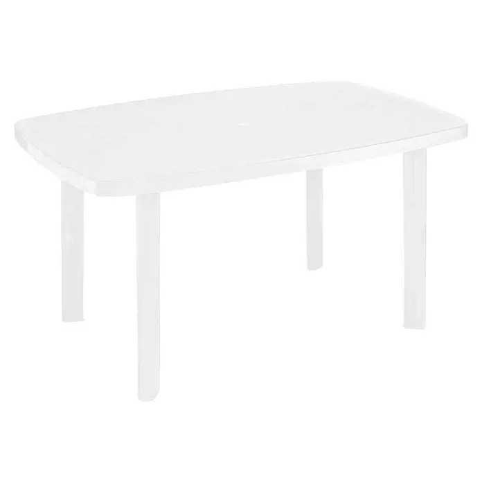 Progarden Gartenmöbel-Set Tampe/Faro - 9 -tlg., Polypropylen, Polyester, Baumwolle, Weiß/Grün - Weißer rechteckiger Plastiktisch mit vier Beinen.