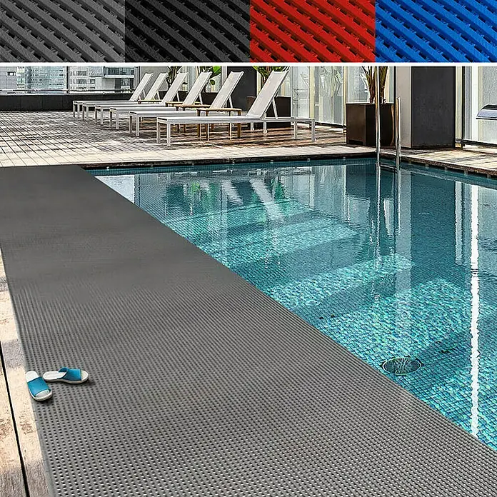 Floordirekt Antirutschmatte Adria - Arbeitsplatzmatte für Nasszonen - Grau - 120 x 100 cm - 100 x 120 cm