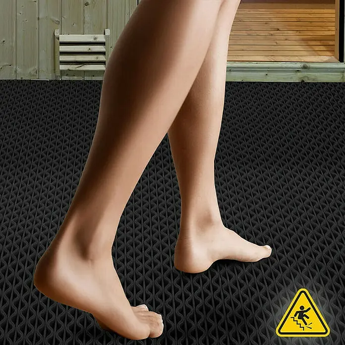 Floordirekt Antirutschmatte Anti-Slip für Barfußzonen - UV-beständig - Schwarz - 120 x 50 cm - 50 x 120 cm, Schwarz