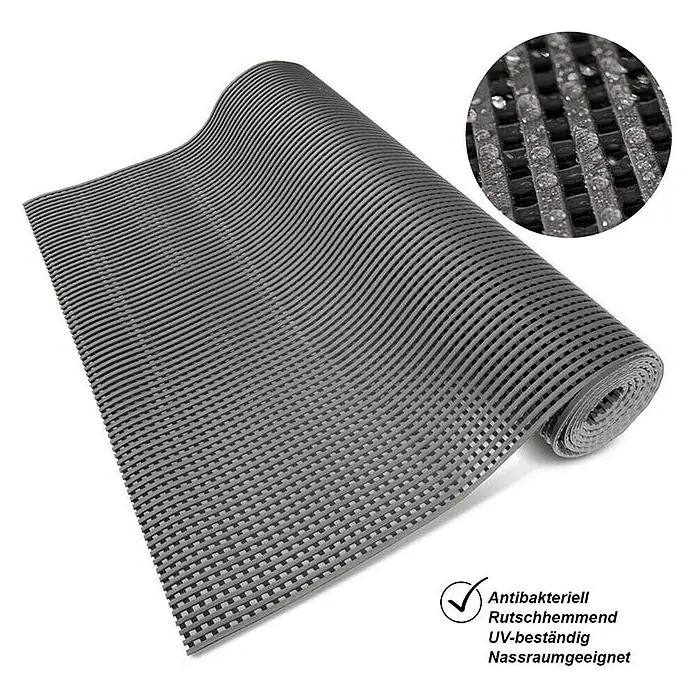 Floordirekt Antirutschmatte Adria - Arbeitsplatzmatte für Nasszonen - Grau - 120 x 100 cm - 100 x 120 cm