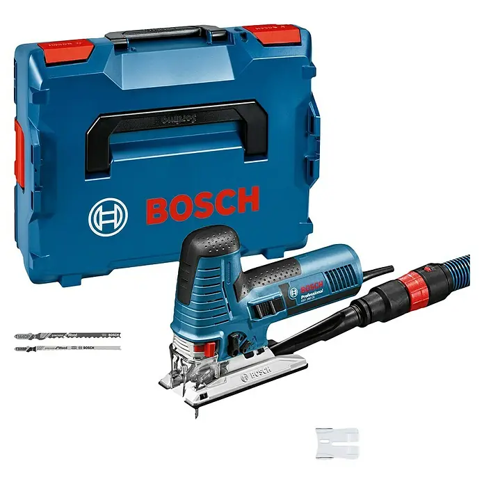 Bosch Professional Elektro-Stichsäge GST 160 CE - 800 W, 800 /min - 3.000 /min - Blaue Bosch Stichsäge mit Staubabsaugung, Sägeblättern und blauem Bosch L-BOXX Koffer.