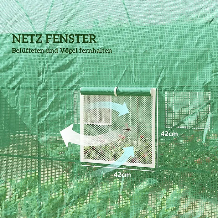 Outsunny Gewächshaus mit 4 Fenster - Außenmaß inkl. Dachüberstand (B x T): 200 x 245 cm, Material Seitenwand: Kunststoff, 3 mm, Grün