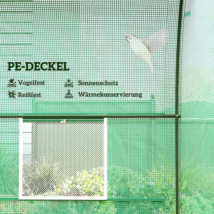 Outsunny Gewächshaus mit 4 Fenster - Außenmaß inkl. Dachüberstand (B x T): 200 x 245 cm, Material Seitenwand: Kunststoff, 3 mm, Grün