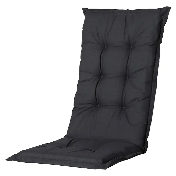 Madison Gartenmöbel-Auflage - Hochlehner, 4 Stk., L x B x H: 123 x 50 x 6 cm, Baumwolle, Polyester, Schwarz - Dunkelgraues, getuftetes Stuhlkissen mit Rücken- und Sitzteilen.