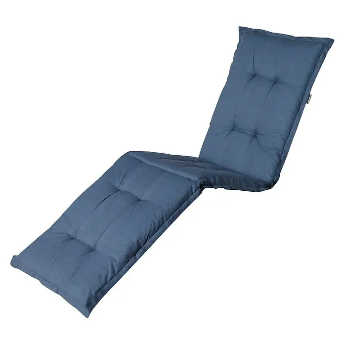 Madison Gartenmöbel-Auflage - Liegenauflage, L x B x H: 200 x 60 x 6 cm, Baumwolle, Polyester, Kobaltblau - Gestepptes, blau-graues Stoff-Sesselkissen für Liegestühle, für Komfort in geneigter Position.