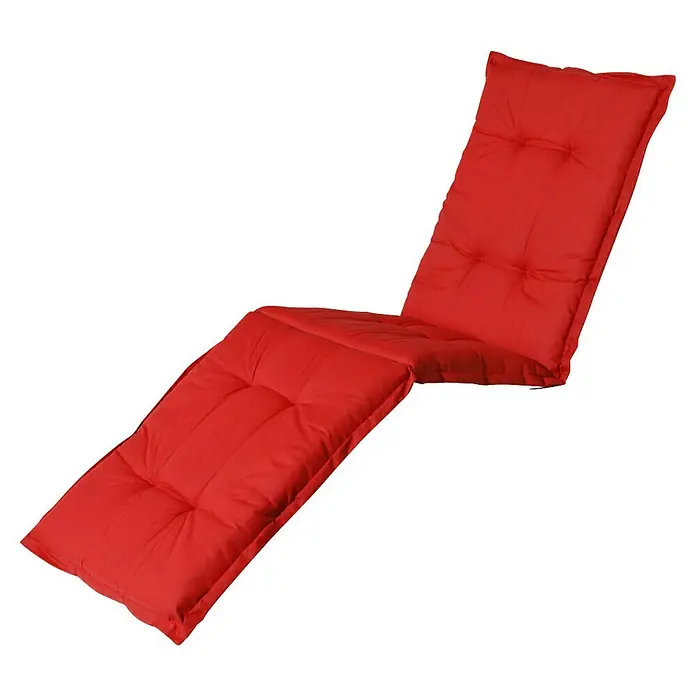 Madison Gartenmöbel-Auflage - Liegenauflage, L x B x H: 200 x 60 x 6 cm, Baumwolle, Polyester, Rot - Rotes getuftetes Liegestuhlkissen.