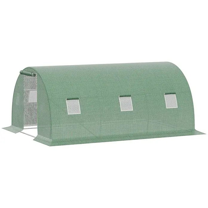 Outsunny Gewächshaus mit 6 Fenster - Außenmaß inkl. Dachüberstand (B x T): 300 x 450 cm, Material Seitenwand: Kunststoff, 3 mm