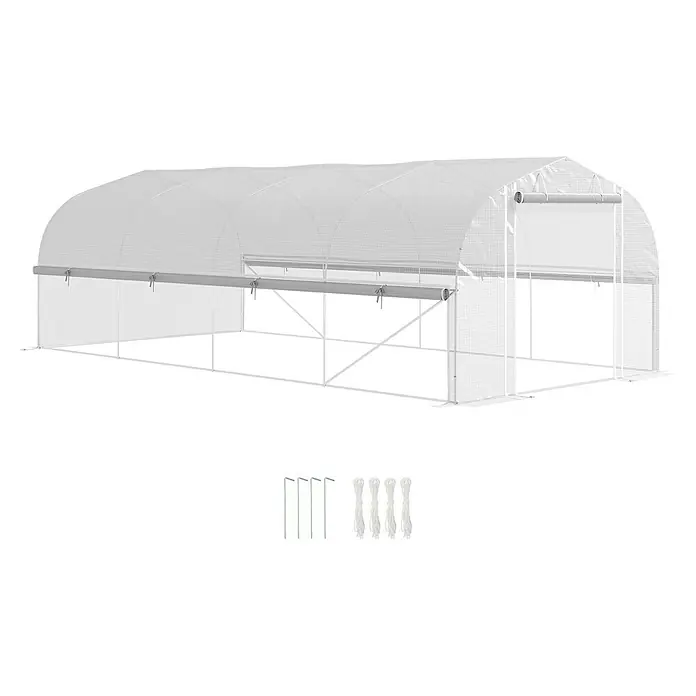 Outsunny Gewächshaus mit 8 Fenster - 300 x 595 cm, Material Seitenwand: Kunststoff, 3 mm