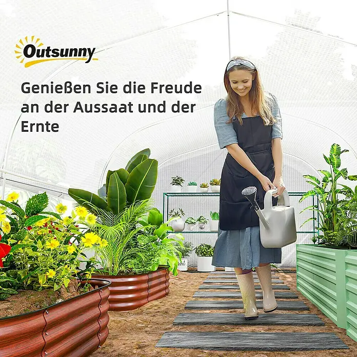 Outsunny Gewächshaus mit 8 Fenster - 300 x 595 cm, Material Seitenwand: Kunststoff, 3 mm