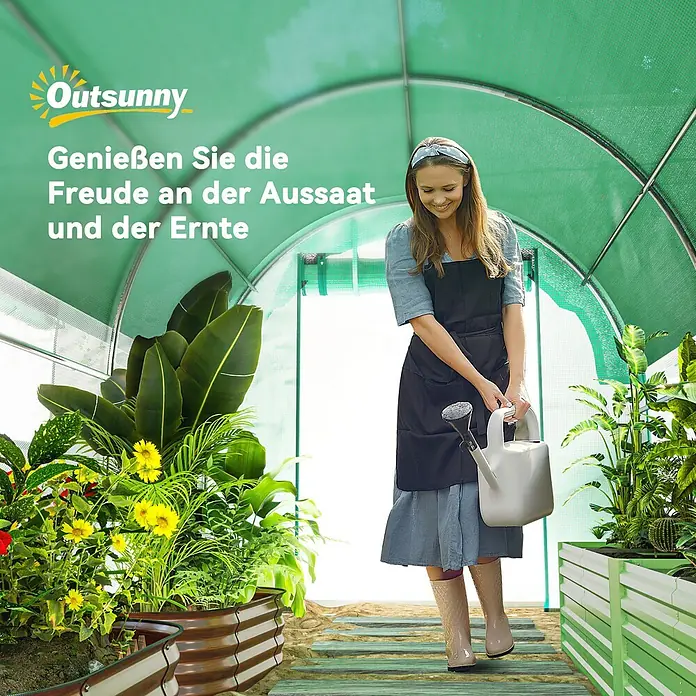 Outsunny Gewächshaus mit Stahlrahmen - 200 x 300 cm, Material Seitenwand: Kunststoff, 4 mm