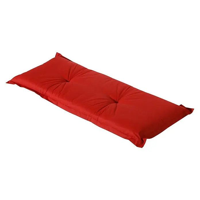 Madison Bankauflage - Rot, L x B: 120 x 48 cm - Langes, getuftetes rotes Futonkissen, ideal für Bänke oder Bodensitzgelegenheiten.