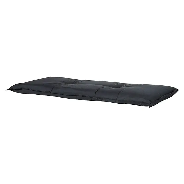 Madison Bankauflage - Schwarz, L x B: 120 x 48 cm - Dunkelgraues, rechteckiges, getuftetes Outdoor-Kissen.