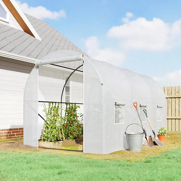 Outsunny Gewächshaus mit 6 Seitenfenster - 200 x 350 cm, Material Seitenwand: Kunststoff, 3 mm