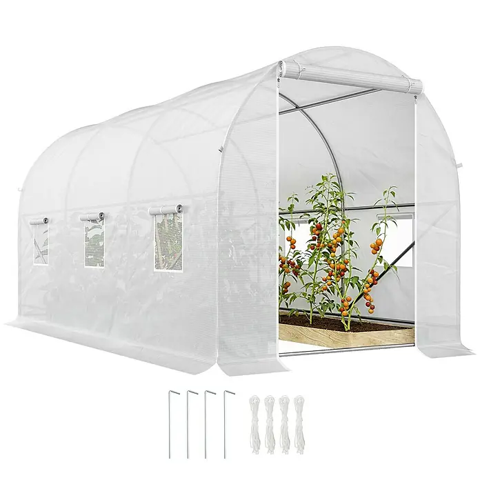 Outsunny Gewächshaus mit 6 Seitenfenster - 200 x 350 cm, Material Seitenwand: Kunststoff, 3 mm