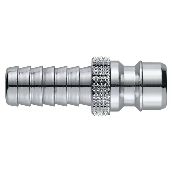 Neomatic Schlauchstück - Messing, 13mm, Ø 16.5mm - Poliertes silbernes Metall-Schlauchstutzen mit Rändelgriff und Anschlussende.